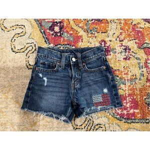 Old Navy High Rise Distressed American Flag Denim Shorts S